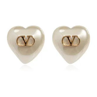 Valentino Garavani Accessoires, Dames, Beige, ONE Size, Logo Oorbellen