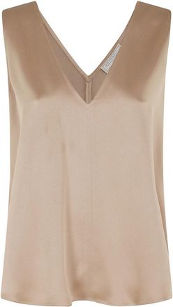 Antonelli Bergamo Top - Dames - Tops zonder mouwen - Beige - M - Satijn - Tops