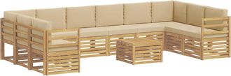 vidaXL Conjunto De Sof&aacute;s De Exterior 11 Uds. Y Beige Poli&eacute;ster Vidaxl