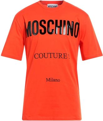 Moschino Mens Couture Gloss Logo Orange T-shirt Cotton - Size X-Large