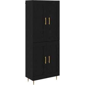 vidaXL Highboard Black Oak 69.5 x 34 x 180 cm Engineered Wood vidaXL
