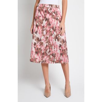 Misook Brushstroke Print Cr&ecirc;pe de Chine Midi Skirt in Honey Suckle/Charmeuse/Multi at Nordstrom Rack, Size Xx-Large