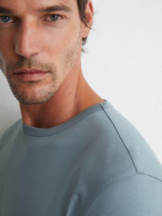 Reiss Dusty Blue Air-water Cotton Tailored-fit T-shirt, Xxl