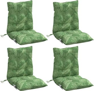 vidaXL Cojines Para Silla Respaldo Bajo 4 Uds Tela Estampado De Hojas Vidaxl