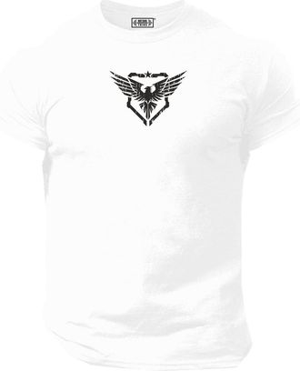 Generic Military Eagle T Shirt Gym Clothing Bodybuilding Training Workout Exercise Fitness Boxing MMA Tee Top (UK, Alpha, 3XL, Regular, Regular, White)