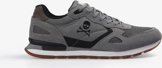 Scalpers Sneakers in pelle grigie con teschio-Grigio