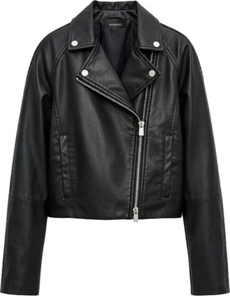 Pinko Carlene Leren Jas - Dames - Leren en Su&egrave;de Jassen - Zwart - S - Leer - Jassen