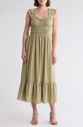 Blu Pepper Sleeveless Tiered Maxi Dress in Olive at Nordstrom Rack, Size Medium