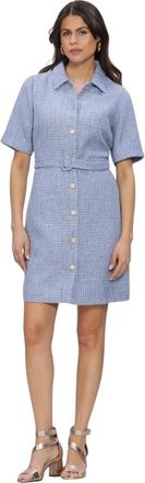 Freebird by Steven Wv-Boucle-Thin-26-1 Shirt Dress - Dames - Shirt Kleedjes - Blauw - L - Kleedjes
