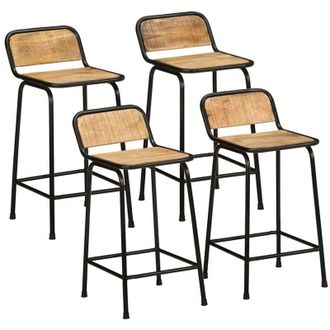 vidaXL Vidaxl - Taburetes De Barra 4 Uds 46x35,5x80 Cm Madera Maciza De Mango