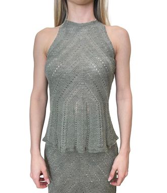 Twin-Set Textured Knit Tank Top with High Neckline