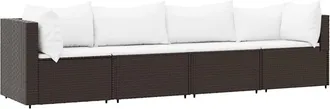 vidaXL Set Muebles De Jard&iacute;n 4 Piezas Y Cojines Rat&aacute;n Sint&eacute;tico Marr&oacute;n Vidaxl