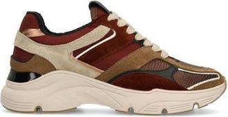 Manfield chunky leren sneakers bordeaux/beige