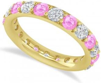Allurez Diamond & Pink Sapphire Eternity Wedding Band 14k Yellow Gold (2.50ct)