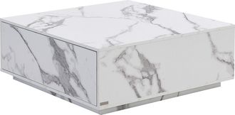 Pascal Morabito Mesa de centro con 2 cajones de MDF - Efecto mármol blanco - ANTRIM de Pascal Morabito