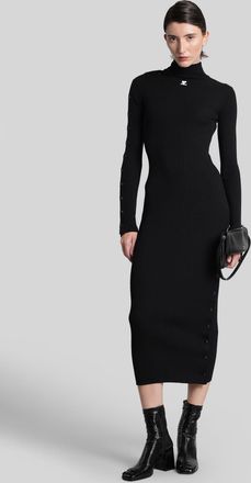 Courrèges Long Dress In Black Viscose