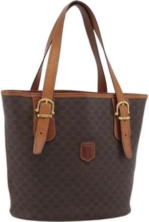 Celine Pre-owned Macadam Canvas Shoulder Bag - Dames - Vintage Shopper - Bruin - ONE Size - Leer - Vintage