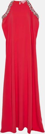 Oscar De La Renta Crystal-embellished silk-blend gown
