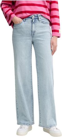 DKNY High Rise Tailored Wide Leg Jean - Dames - Regular Fit Jeans - Blauw - W27 - Katoen - Jeans
