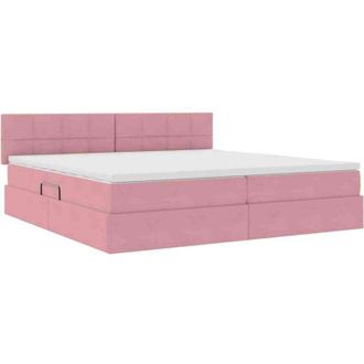 vidaXL Storage Bed with Mattress with Storage Pink 200 x 200 cm Velvet vidaXL