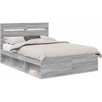 vidaXL Estructura De Cama Con Cabecera Gris Sonoma 140 X 200 Cm Vidaxl
