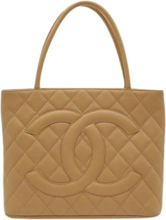 Chanel Pre-owned Matelasse Caviarskin Shoulder Tote Bag - Dames - Vintage Shopper - Beige - ONE Size - Leer - Vintage