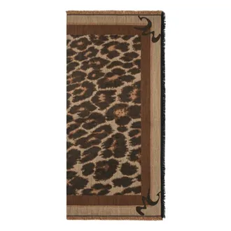 Manila Grace Sciarpa Animalier con Cornice Logo - - Accessories - Donna - Marrone - ONE SIZE