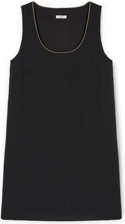 Motivi Kokermodel Jurk met Metalen Ketting Detail - Dames - Korte kleedjes - Zwart - S - Polyester - Kleedjes