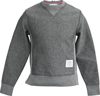 Thom Browne Logo Patch Sweater in Grey Cotton