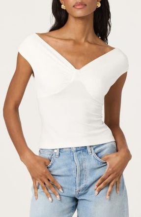 ASTR the Label Ruched Off the Shoulder Top in Off White at Nordstrom Rack, Size Medium