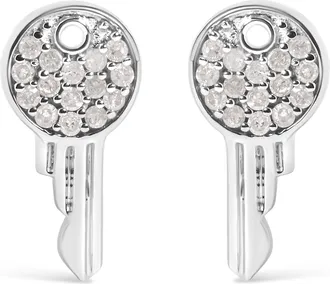 House of Brilliance 925 Sterling Silver 1/6ct TDW Diamond Charm Earrings