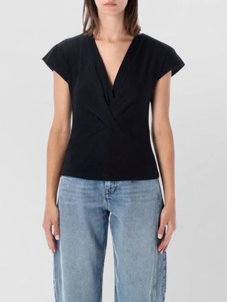 Isabel Marant cotton slim-fit draped v-neck short-sleeve top