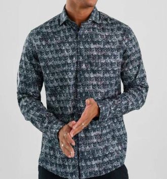Stone Rose Nova - Skulls Long Sleeve Shirt In Dark Blue