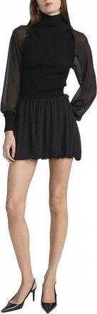 Frame Denim Sheer Sleeve Dress In Black