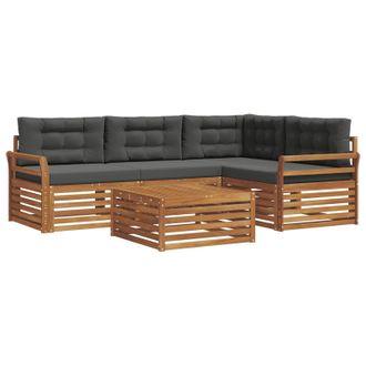 vidaXL Conjunto De Sof&aacute;s De Exterior 5 Pcs Natural Y Antracita Vidaxl
