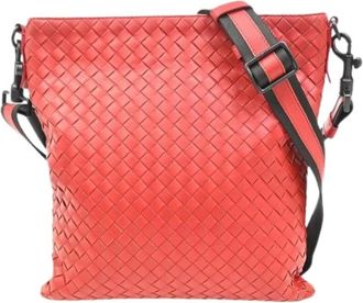 Bottega Veneta Pre-owned Cross Body Bags, female, Red, Size: ONE SIZE Pre-owned Flat Messenger Bag