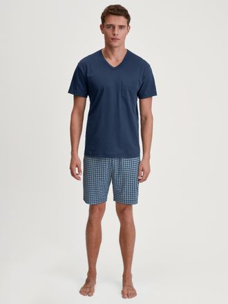 CALIDA Shorty CALIDA Relax Streamline 1, Damen, Gr. XXL (58/60), blau (insignia blau), Interlock, Obermaterial: 100% Baumwolle, bequem kurz, V-Ausschnitt, Ho