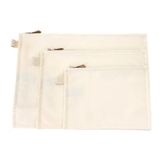 Herm&egrave;s Ivory Cotton Canvas Pouch (Pre-Owned)