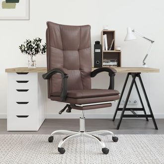 vidaXL Silla De Oficina Reclinable Cuero Sint&eacute;tico Marr&oacute;n Vidaxl