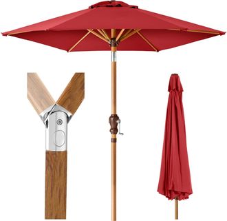 Best Choice Products 10ft Outdoor Woodgrain Pattern Steel Market Patio Umbrella w/ Crank, Tilt