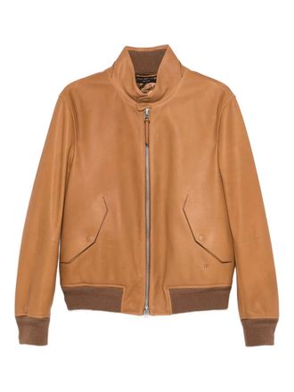 Tom Ford logo-embroidered jacket - Brown