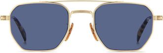 David Beckham 52mm Navigator Sunglasses in Gold Honey Havana/Blue Avio at Nordstrom