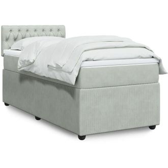 vidaXL Cama Box Spring Con Colch&oacute;n Terciopelo Gris Claro 100x200 Cm Vidaxl