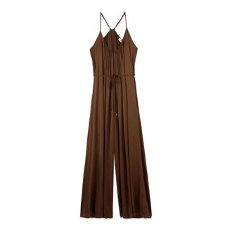 Oltre Dames, Jumpsuits & Playsuits, Bruin, Maat: S/M Satijn