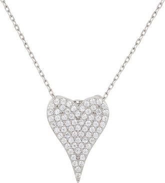 Suzy Levian Sterling Silver White Cubic Zirconia Elongated Heart Pendant Necklace at Nordstrom Rack