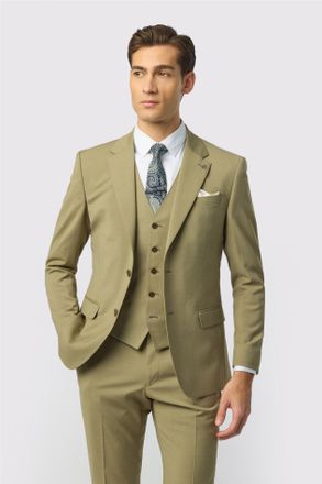 Ted Baker Mens Single Breasted Long Sleeve Two Button Slim Fit Suit Jacket in Stone - Size 52 (Chest)