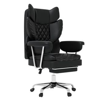 Levede Office Desk Chair Big & Tall for Heavy People with Footrest PU in Black