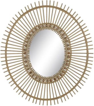 Bigbuy Specchio da parete 67 x 3 x 77 cm Naturale Bambù