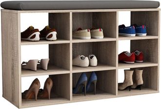 ebuy24 Estante de zapatos de madera vcm Dimensiones aprox. al. 50 x an. 80 x p. 30 cm Zapato con 9 compartimentos Gabinete de zapatos - Hinsol xs (Sonoma