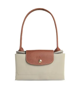 Longchamp M Schultertasche Le Pliage Original aus graugr&uuml;nem, recyceltem Tela
